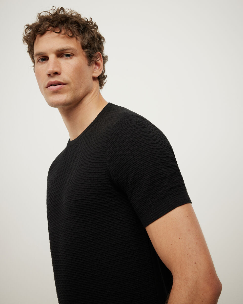 Frank Textured Short Sleeve Knit, Black, hi-res
